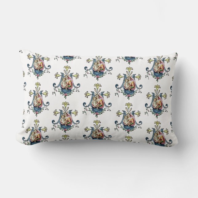 Catholic Virgin Mary Baby Jesus Religious Catholic Lumbar Cushion (Front)