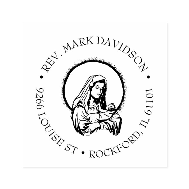 Catholic Virgin Mary BabyJesus  Religious Rubber Stamp (Imprint)