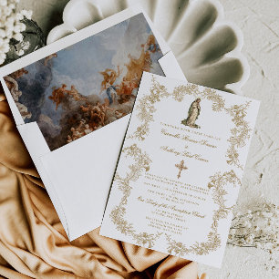 Catholic Virgin Mary Baroque Wedding Invitation