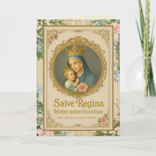 Catholic Virgin Mary Floral Birthday Card