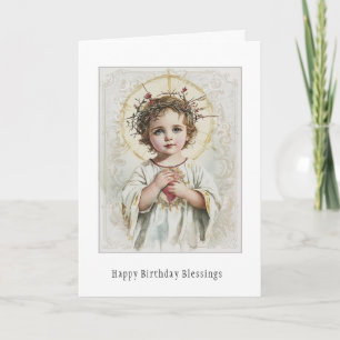 Catholic Virgin Mary Floral Birthday Card