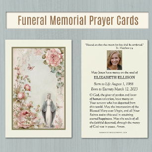 Catholic Virgin Mary Floral Funeral Vintage