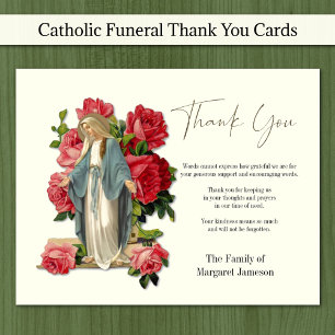 Catholic Virgin Mary Funeral Condolence Sympathy Thank You Card