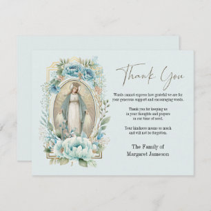 Catholic Virgin Mary Funeral Condolence Sympathy Thank You Card
