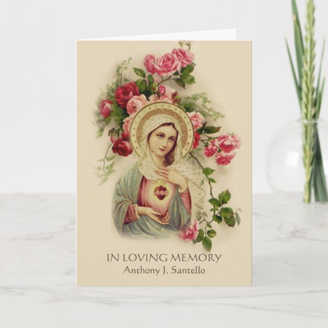 Catholic Virgin Mary  Funeral Holy Prayer Card (Front)