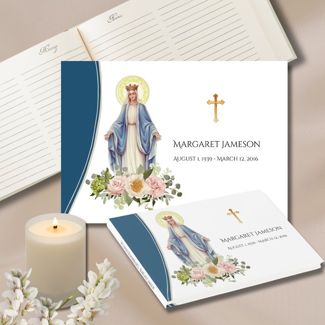 Catholic Virgin Mary Funeral Memorial Guest Book (Creator Uploaded)