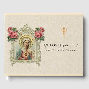 Catholic Virgin Mary Funeral Memorial Guest Book