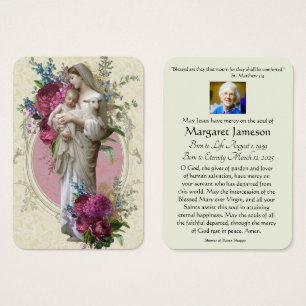 Catholic Virgin Mary Funeral Prayer Memorial Card