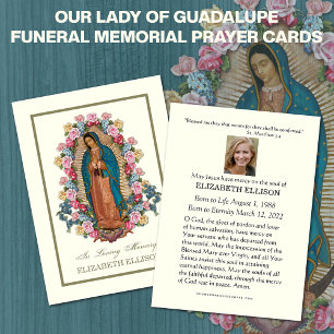 Catholic Virgin Mary Guadalupe Funeral Prayer Card