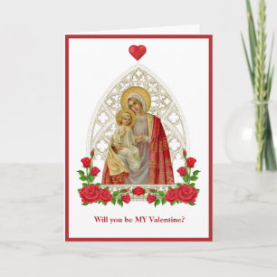 Catholic Virgin Mary Jesus Religious Roses Card