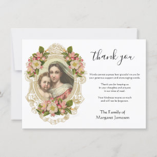 Catholic Virgin Mary Jesus Rosary Condolence Thank You Card