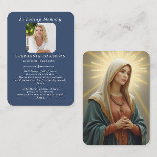 Catholic Virgin Mary Memorial Blue Prayer Card