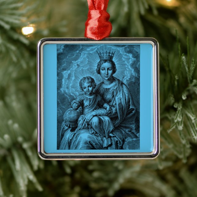 Catholic Virgin Mary Metal Ornament (Tree)