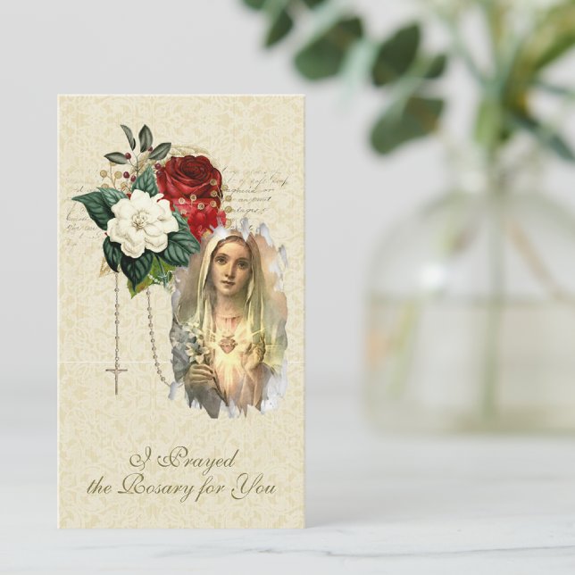 Catholic Virgin Mary Prayed the Rosary Card ("I Prayed a Rosary for You" prayer card...perfect to insert in a greeting card! )