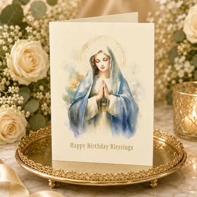Catholic Virgin Mary Religious Birthday Card (Creator Uploaded)