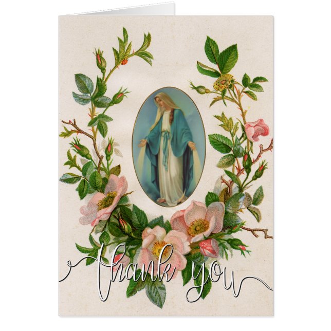 Catholic Virgin Mary Religious Funeral Thank You (Front)