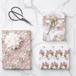 Catholic Virgin Mary Religious Pink Roses Wrappin Wrapping Paper Sheet