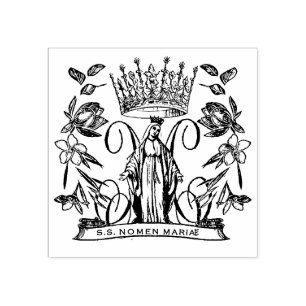 Catholic Virgin Mary Religious Queen of Heaven Rubber Stamp