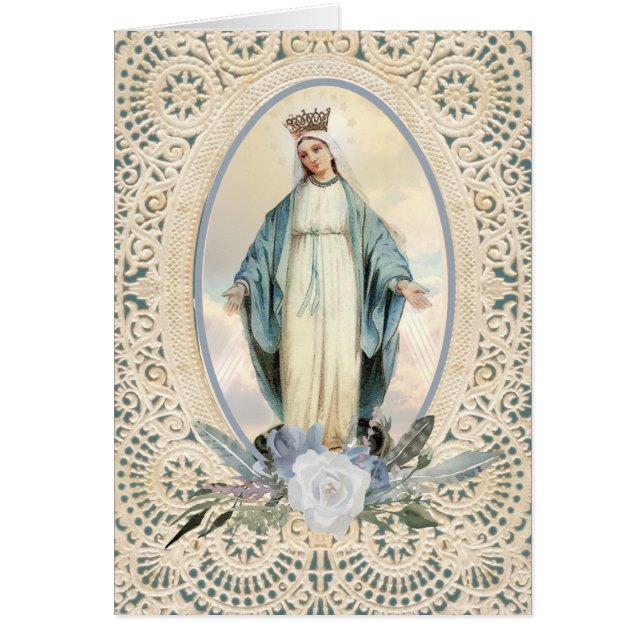 Catholic Virgin Mary Religious Roses Lace (Front)