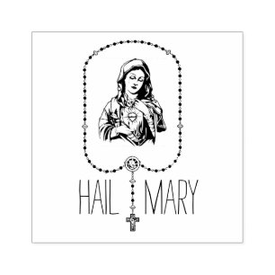 Catholic Virgin Mary Rosary Religious Address Rubber Stamp