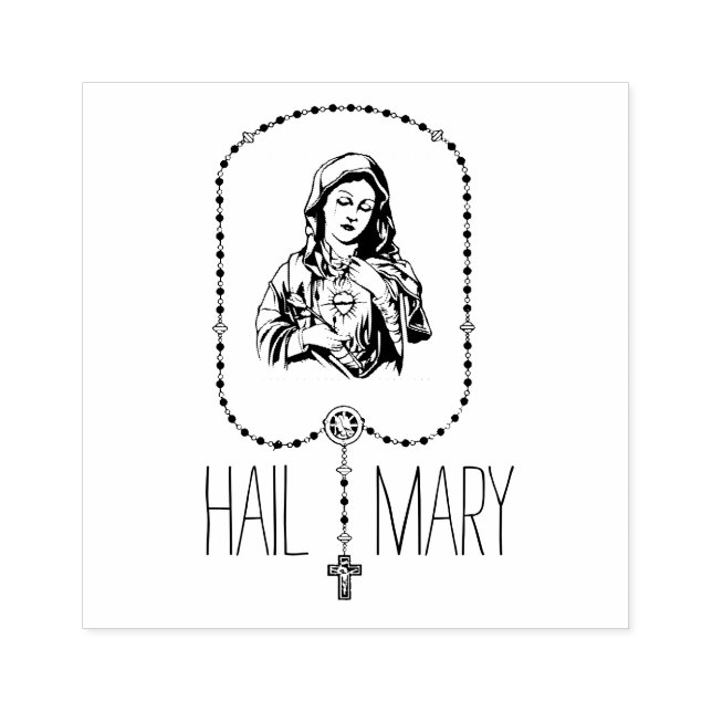 Catholic Virgin Mary Rosary Religious Address Rubber Stamp (Imprint)