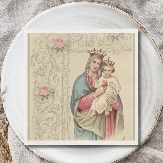 Catholic Virgin Mary with Child Jesus Religious Napkin (Creator Uploaded)