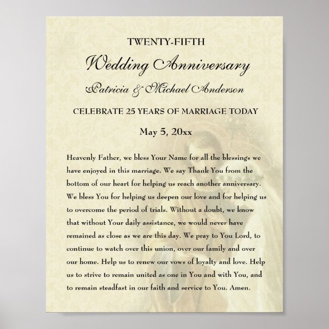 Catholic Wedding Anniversary Celebration Prayer  Poster (Front)