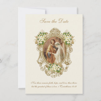 Catholic Wedding Betrothal Mary Joseph Save The Date