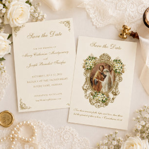 Catholic Wedding Betrothal Mary Joseph Save The Date