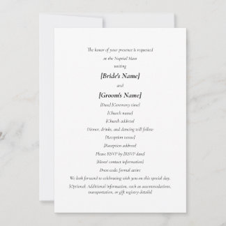 Catholic Wedding | Bride & Groom Hosting Simple Invitation