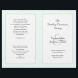 Catholic Wedding Ceremony Folded Program Template<br><div class="desc">Folded wedding program template for a catholic ceremony. This layered-look program contains white panels over pale mint green colour. Each page has space for lots of text to accommodate an involved ceremony. The last page (back of program) includes a section for scripture (sample is "love is patient" from 1 Corinthians)...</div>