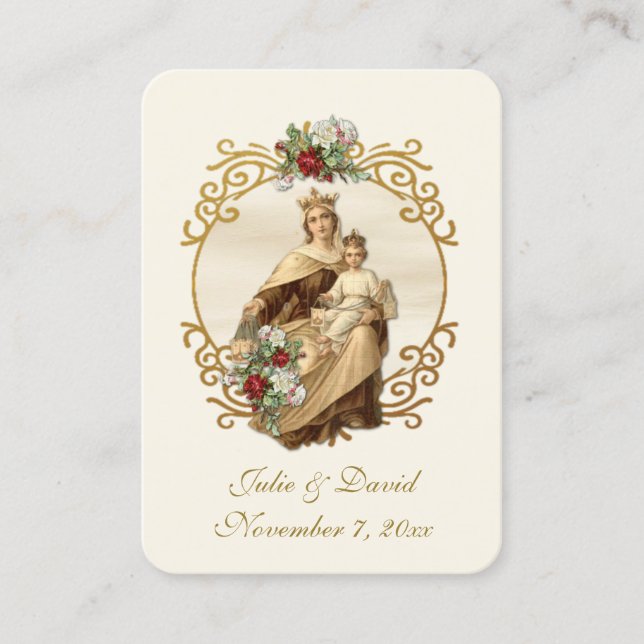 Catholic Wedding Elegant Favour Holy Card (Front)