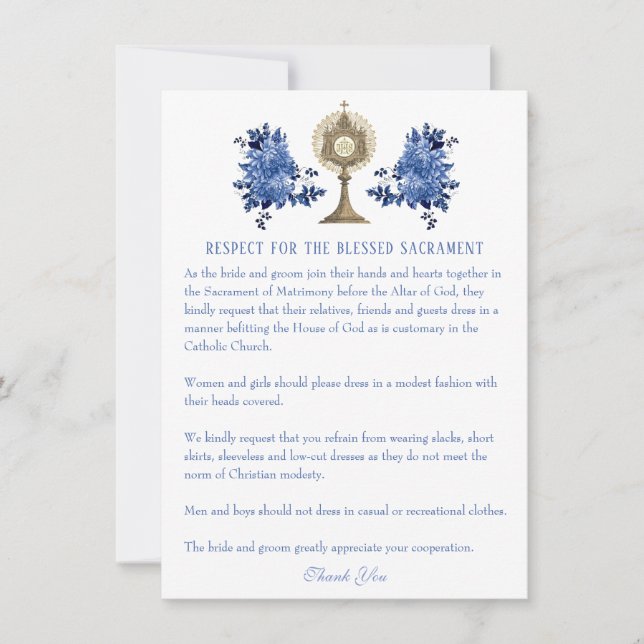 Catholic Wedding Etiquette Card (Front)