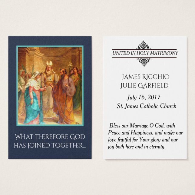 Catholic Wedding Favour Bride Groom Holy Cards (Front & Back)
