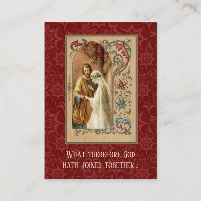 Catholic Wedding Favour Holy Card Damask Maroon (Front)