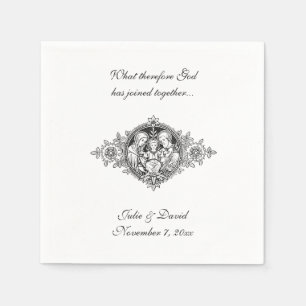 Catholic Wedding Favour Holy Family Black & White Napkin