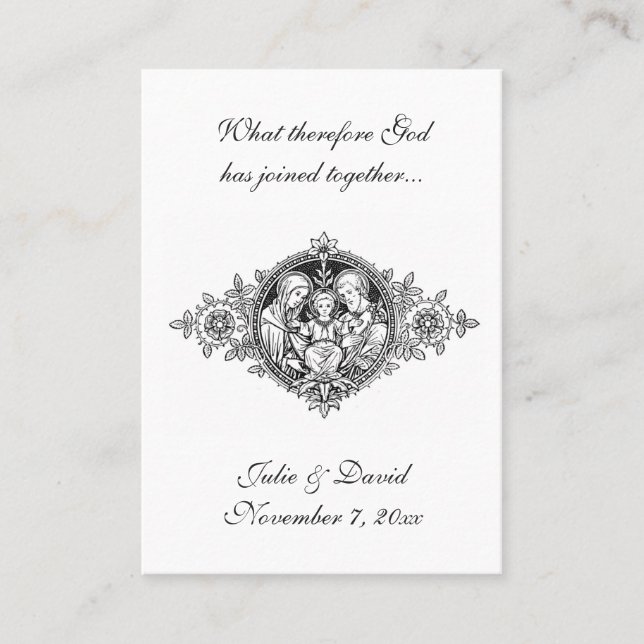 Catholic Wedding Favour Holy Family Remembrance Business Card (Front)
