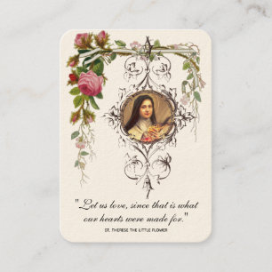 Catholic Wedding Favour St. Therese Vintage Roses Business Card