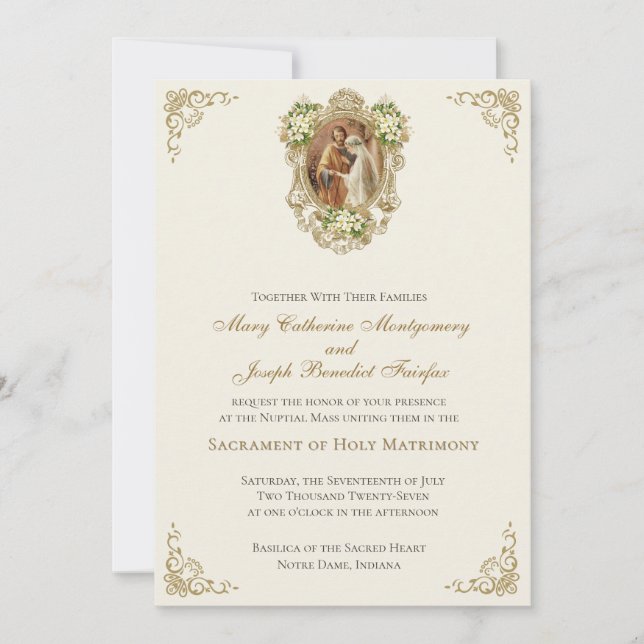 Catholic Wedding Heirloom Nuptial Mass  Invitation (Front)