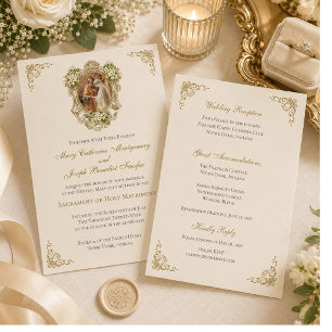 Catholic Wedding Heirloom Nuptial Mass  Invitation