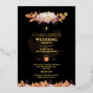 Catholic Wedding Invitations Autumn Fall Pumpkins