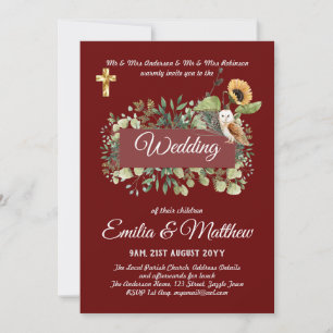 Catholic Wedding Invitations Floral Elegant Modern