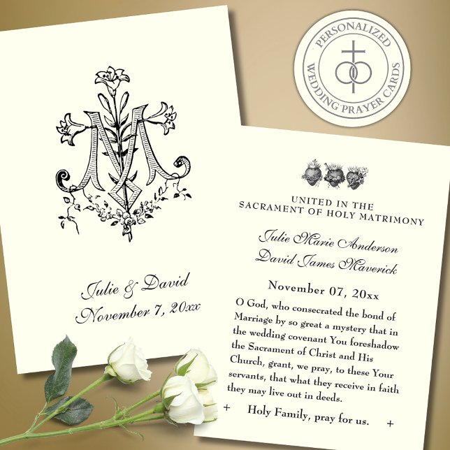 Catholic Wedding Marian Cross Prayer Card (Creator Uploaded)