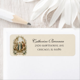 Catholic Wedding Our Lady of Cana Floral Return Address Label