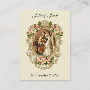 Catholic Wedding prayer Bride Groom Mary Joseph Place Card