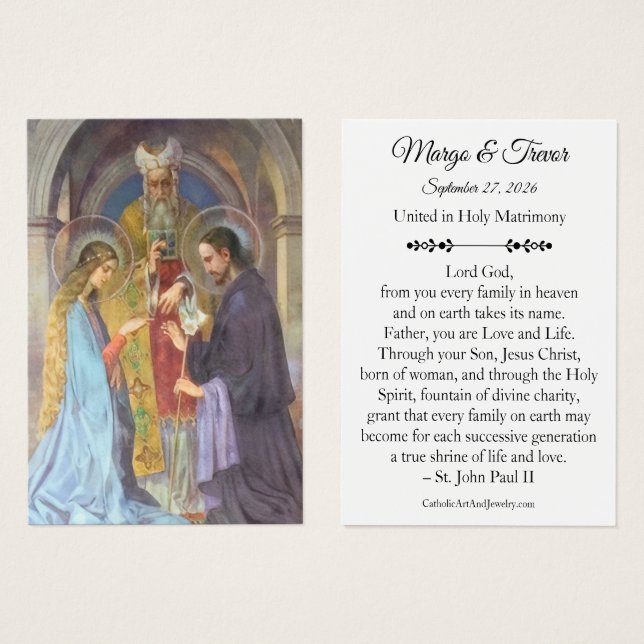 Catholic Wedding Prayer Card  (Front & Back)