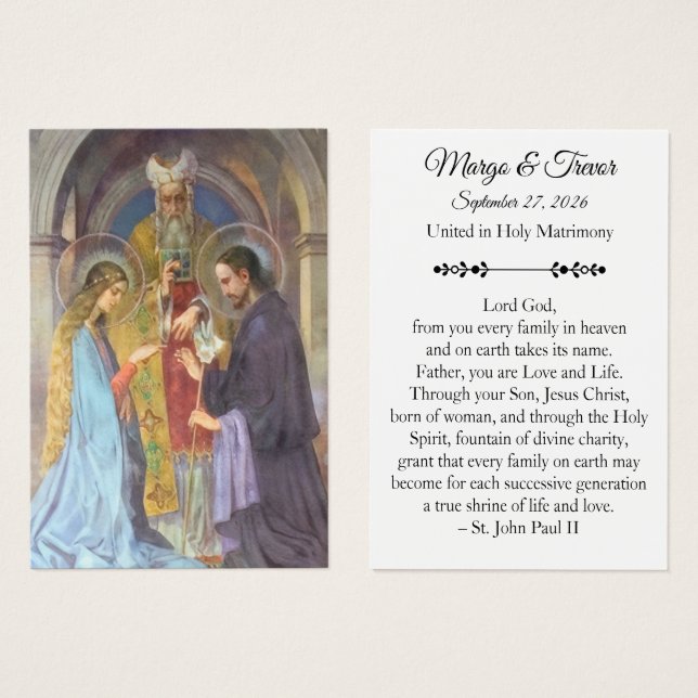Catholic Wedding Prayer Card  (Front & Back)
