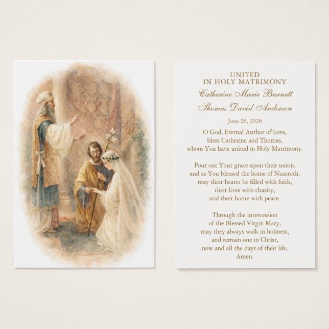 Catholic Wedding Prayer Card Betrothal  (Front & Back)