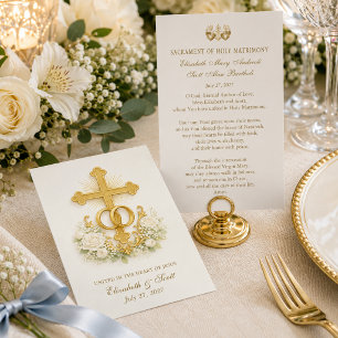Catholic Wedding Prayer Card  Gold Cross