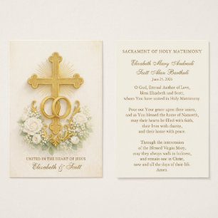 Catholic Wedding Prayer Card Gold Cross